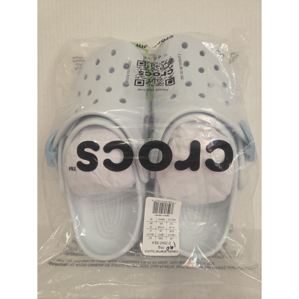 Crocs-Brand New In Bag - Classic Enamel Buckle Clog - Vapor Ice  - Size - 10W/8M - Picture 2 of 5